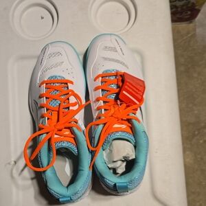 Kids White and Blue Athletic Shoes